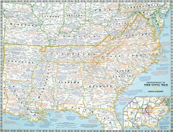 National Geographic Battlefields of the Civil War Map | Bella Terra Maps